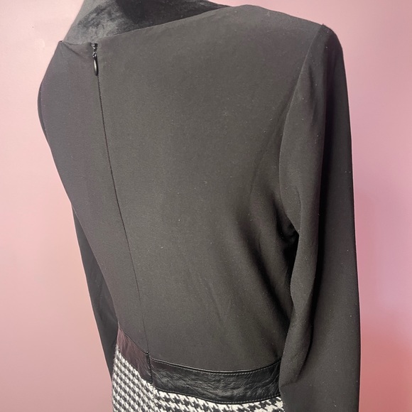 Ralph Lauren Houndstooth Dress Black with Faux Leather belt - Picture 6 of 13